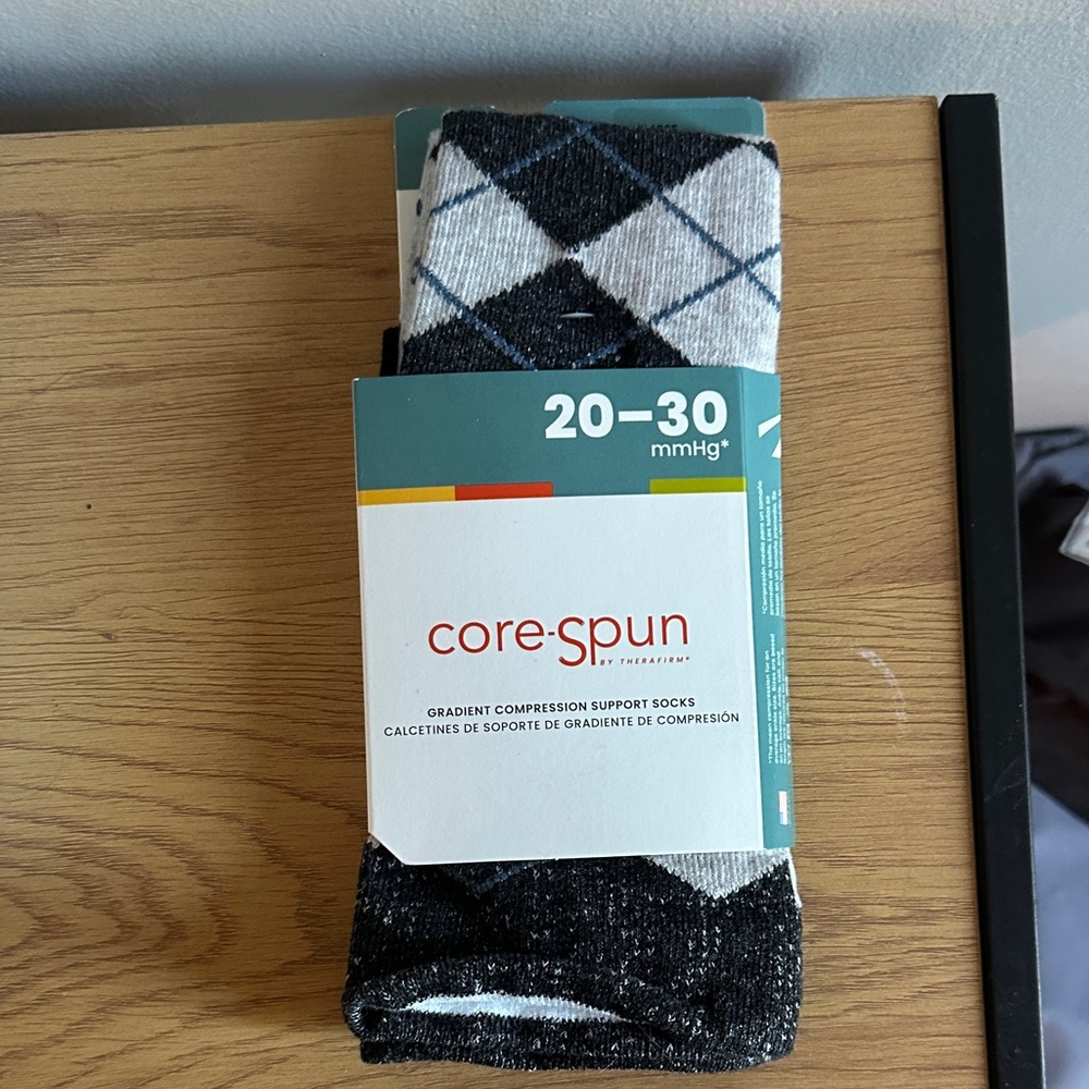 Black and White Argyle Compression Socks